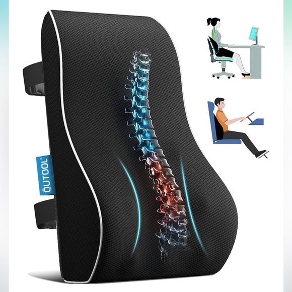 Qutool Lumbar Support Pillow Chair Back Support Pillow for Car Dorn or Office - Picture 1 of 7